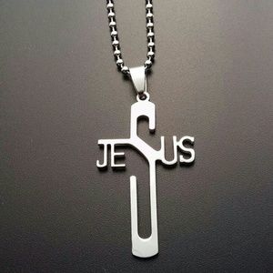 Stainless steel Jesus Cross Pendant Necklace